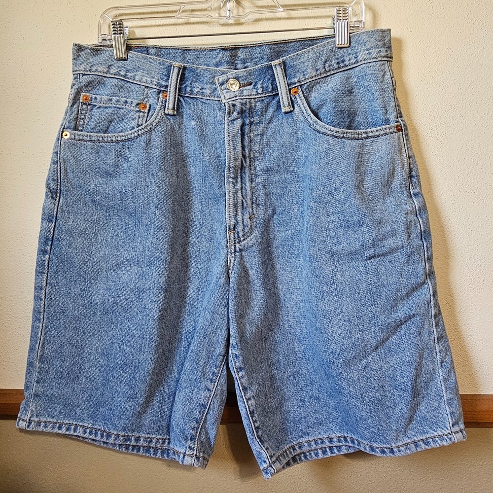 Vintage Levis 550 Mens Size 34 Relaxed Fit Blue Denim Shorts Y2K High Rise